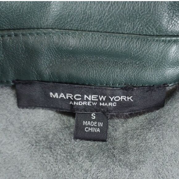 Marc New York Faux Leather Top Size S Relaxed Fit Puff Sleeve Blouse - Picture 8 of 10